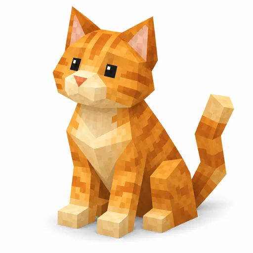 Eine orange gestreifte Katze mit spitzen Ohren und langem Schwanz.