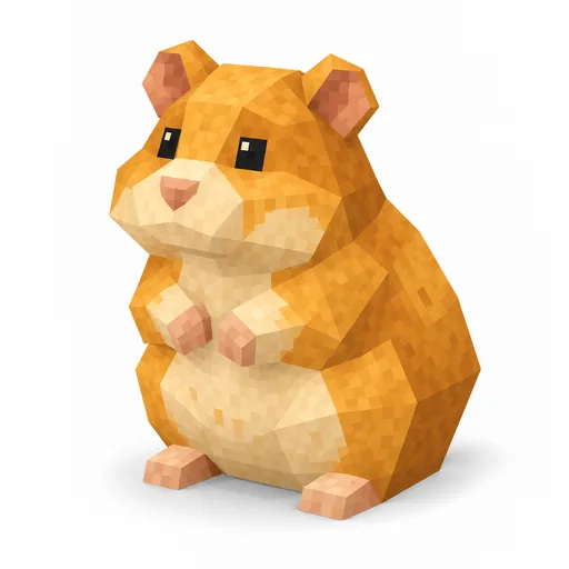 Ein goldbrauner Hamster mit hellem Bauch, kleinen Ohren und dicken Backen.