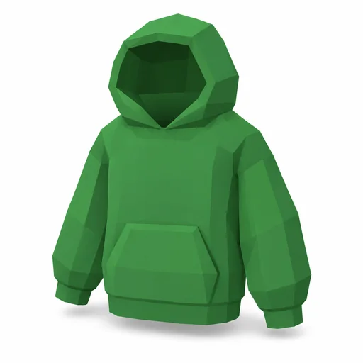 Ein grüner Kapuzenpullover mit einer großen Bauchtasche.