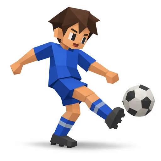 Ein Kind schießt einen Fußball.