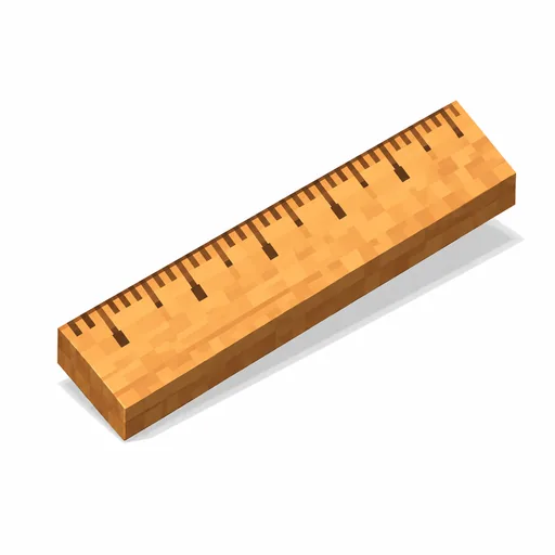 Ein gerader Holzstreifen mit einer Messskala.