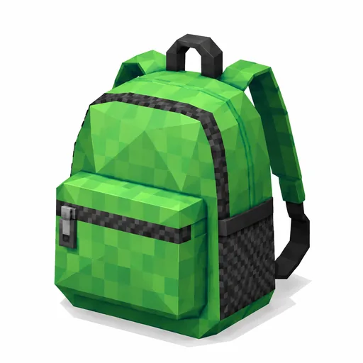 Eine grüne Tasche mit zwei Schultergurten, Tragegriff und Vordertasche.