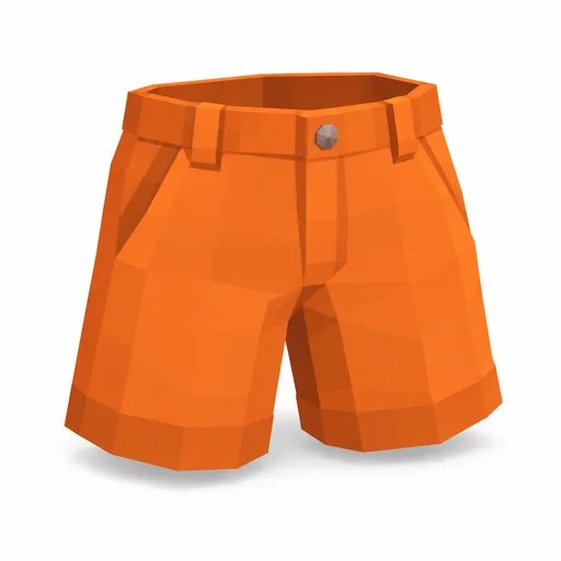 Eine orangefarbene kurze Hose.