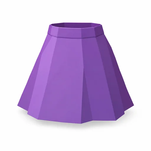 Ein lilafarbener Rock mit ausgestelltem Saum.