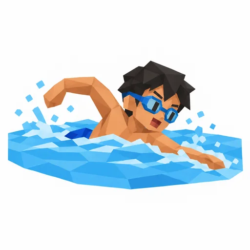 Ein Kind mit Schwimmbrille schwimmt im Wasser.