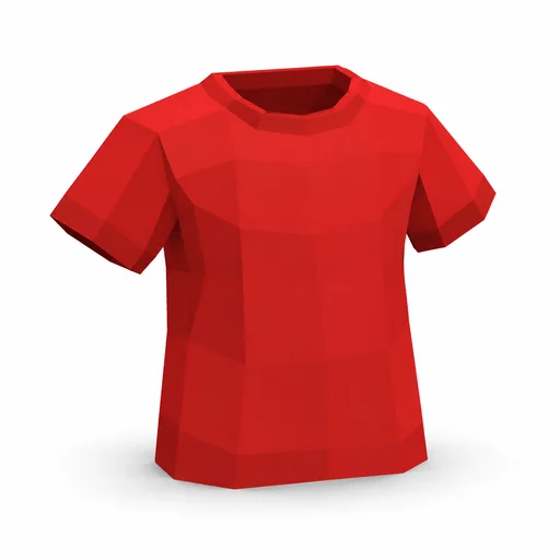 Ein rotes T-Shirt mit kurzen Ärmeln und rundem Ausschnitt.