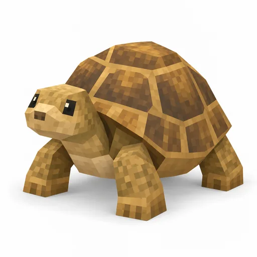 Eine braune Landschildkröte mit gewölbtem Panzer und kräftigen Beinen.