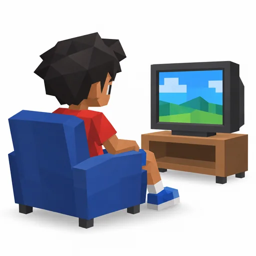 Ein Kind sitzt vor einem Fernseher und schaut auf den Bildschirm.